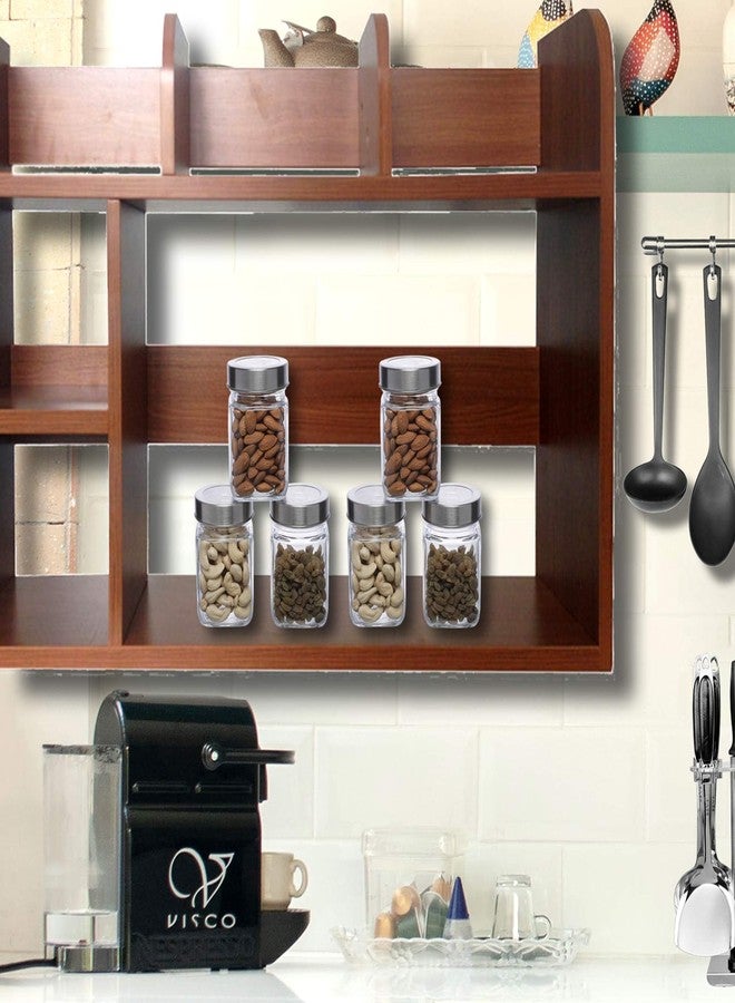 SIMPARTE Glass Jar Barni 310ml Transparent Square Container Set of 6 with Airtight Steel Lid for Kitchen Pantry Storage of Spices, Masala, Pickles, Cookies, Dry Fruits, Coffee Beans & Snacks - Image 5